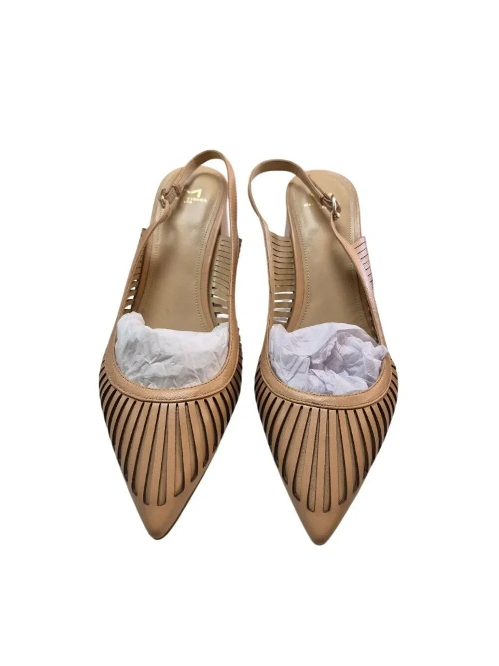 Marc Fisher LTD Zabie Natural Leather Block Heel Slingback Pumps Size 9.5M - Picture 2 of 16